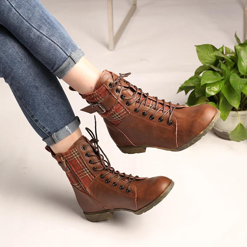 2022 Womens  Sexy Thick Heel  Leather  Boots